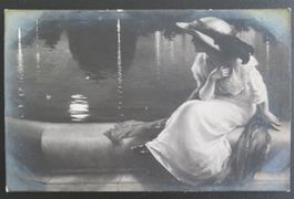 AK Dame mit Hut am Brunnen, Louis Tessier, Feldpost 1914