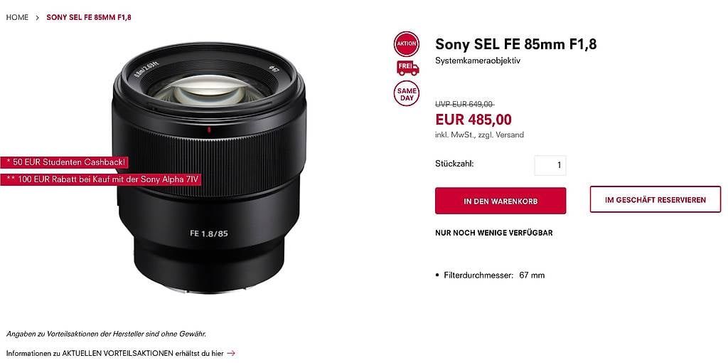 Sony Objectifs: Sony SEL FE 85mm F 1,8 OVP + Filter – D'occasion à Zürich par ana_s7dl 3