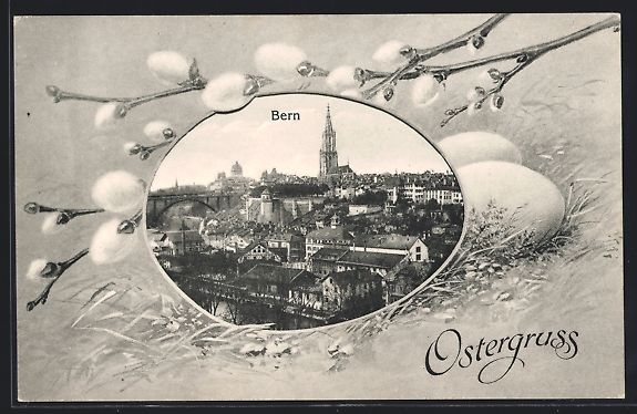Cartoline postali: Bern, Teilansicht mit Brücke, Eier-Rahm – Usato da Berlin venduto da bartko-reher