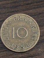 10 Franken Saarland 1954 Münze