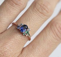 Jolie bague plaquée rose 58 et pierres zircons de couleurs