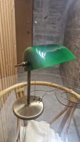 Lampe de banquier vintage verte et laiton. 