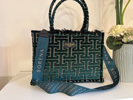 Tasche dunkelgrün geometrischem Muster von Sorena Greece