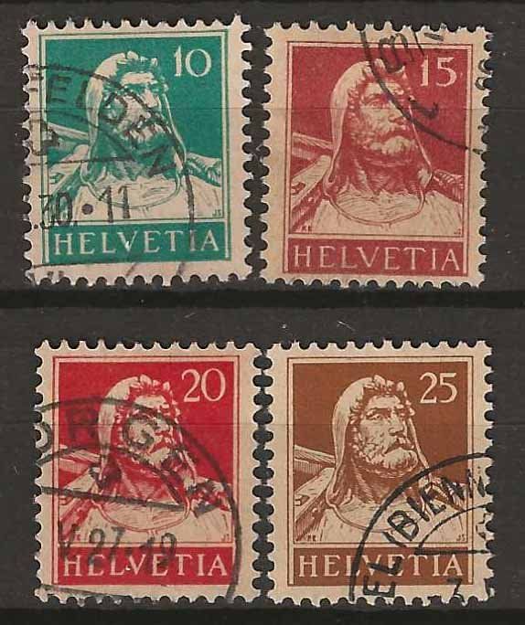 Alle Briefmarken: CH172 - Buste de Tell 172-175 obl. – Gebraucht aus Trélex von Phil_Albert