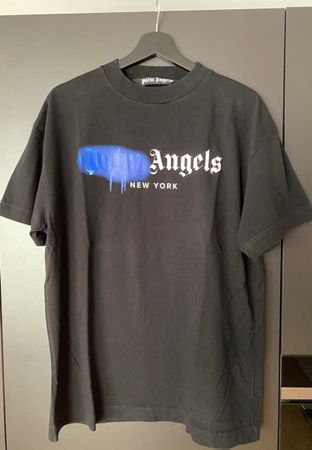 Palm Angels T-Shirt Schwarz Grösse L mit Aufdruck blau