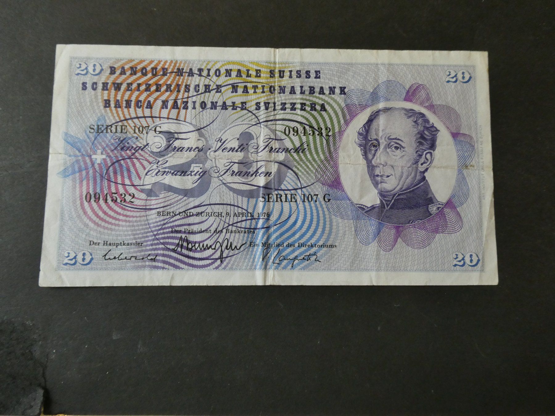 Banconote: Schweiz 1976, 20 Franken – Usato da Hinterforst venduto da Rohusri