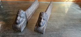 Antike Kaminböcke Gusseisen Sphinx Deko Vintage Ofen antik