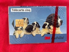 Telefonkarte Frankreich Berhardiner-Hunde originalverpackt