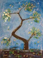 Handgemaltes Bild "Goldener Baum" - Bonsai