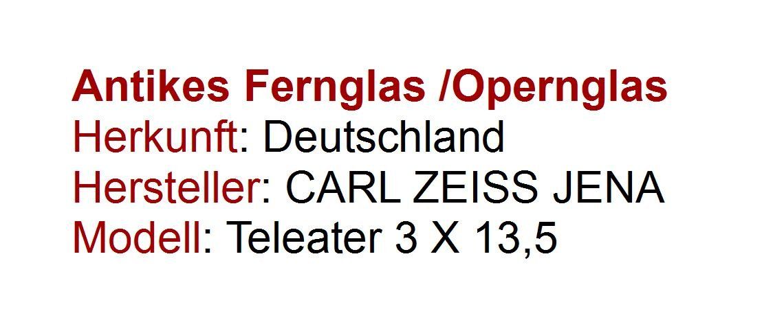 Zeiss Binocoli: Antikes Fernglas /Opernglas Carl Zeiss – Usato da Flamatt venduto da samowarow 1
