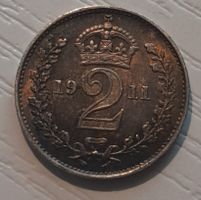 SILBER / 2 Pence - George V / 1911 / Maundy Coinage / RAR!!!