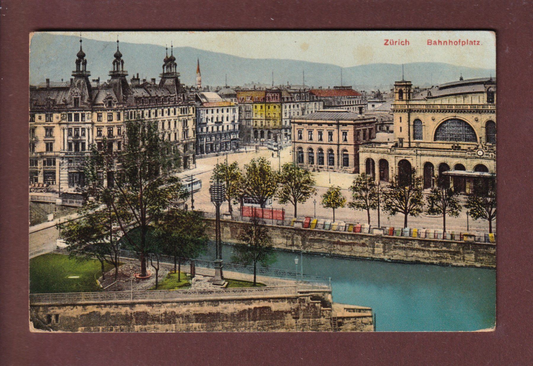 Cartoline postali: ZÜRICH - Bahnhofplatz - 1909 – Usato da Pully venduto da nicecards