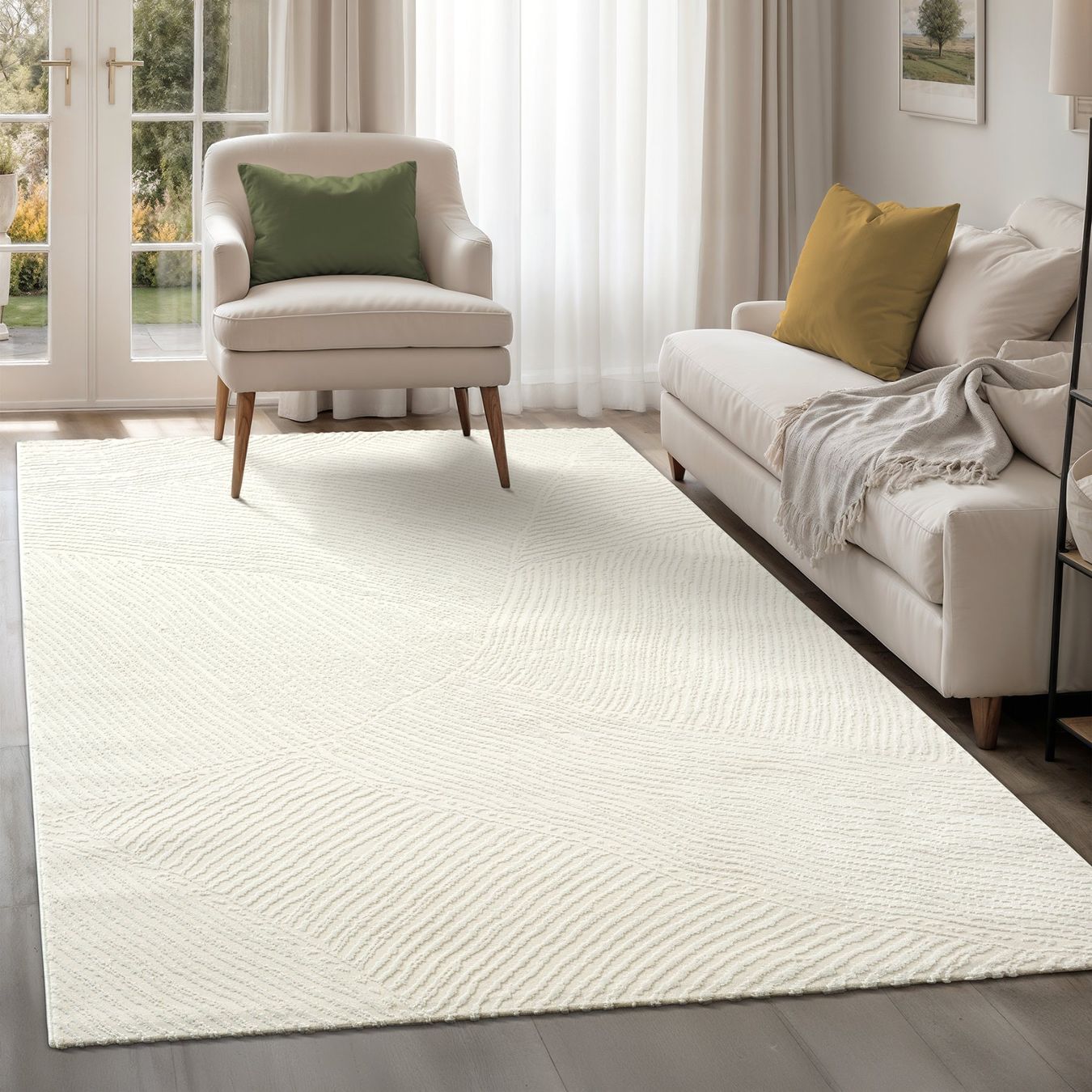 Tappeti: Moderner Teppich, abstraktes Muster, weiss, 160x220cm – Nuovo e nell'imballaggio originale da Reinach AG venduto da carpethouse 6
