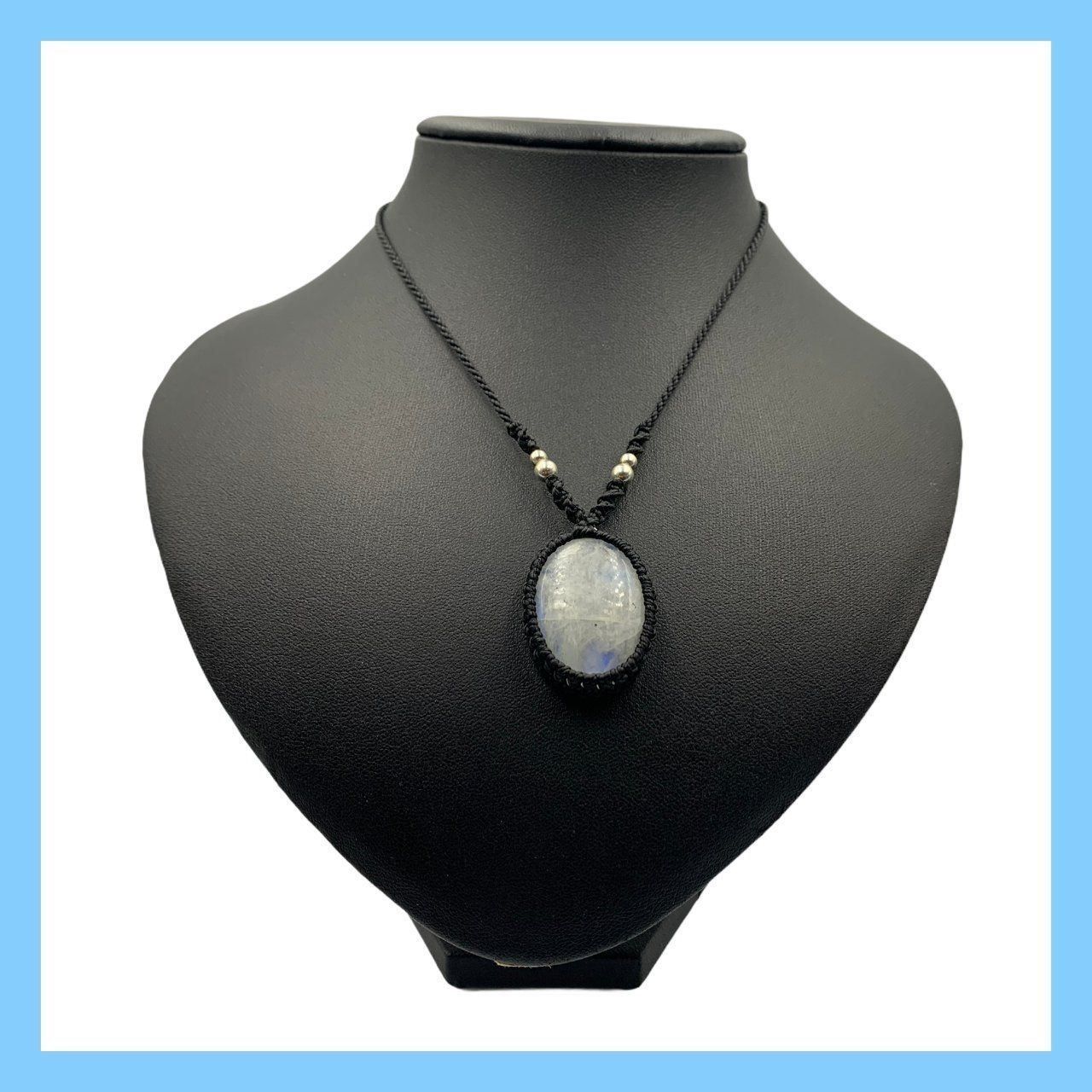 Catenine: Regenbogen Mondstein, Makramee Kette – Nuovo e nell'imballaggio originale da Zürich venduto da MEVAS-Schmuck 1