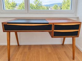 Schreibtisch mit Stuhl Holz schwarz Vintage guter Zustand