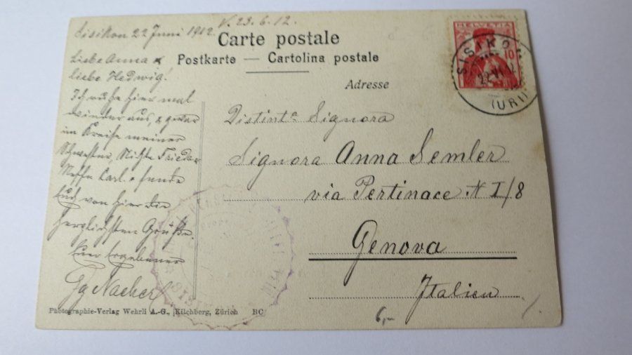 Cartoline postali: Tellskapelle - 1912 – Usato da Jona venduto da centumprata 1