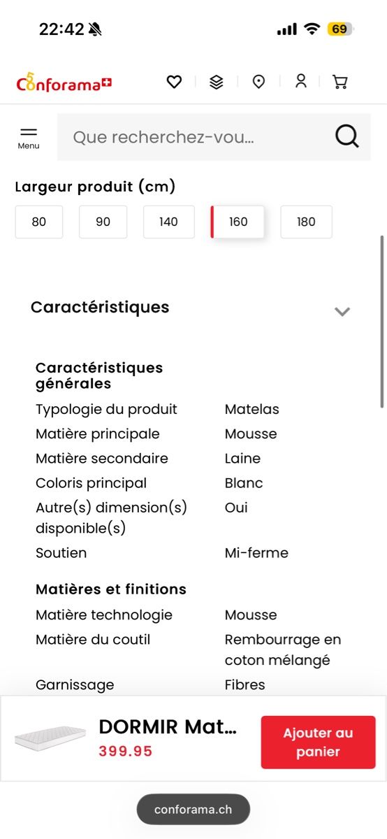 Matelas: Matelas 160x200 – D'occasion à Moutier par berdatcassandra 1