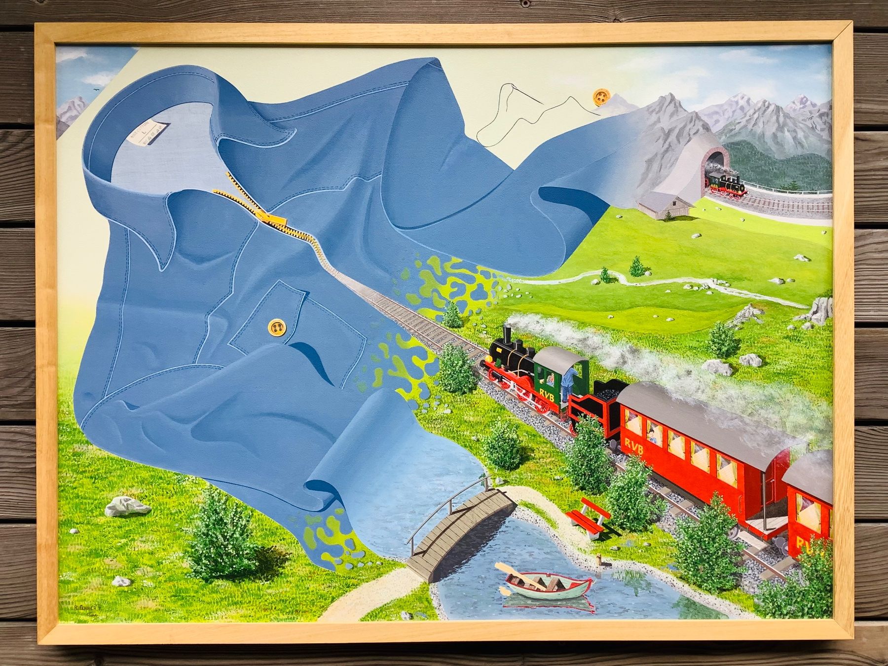 Dipinti: Grosses Originalgemälde Dampflokomotive Bergbahn Mode – Usato da Frauenfeld venduto da Jalwin