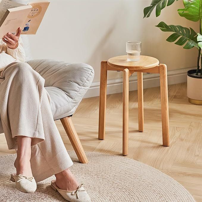 Sgabelli: 4  Holz Barhocker rund Sitzhocker stapelbar Esszimmerhocker – Nuovo e nell'imballaggio originale da Herisau venduto da Serenco 3