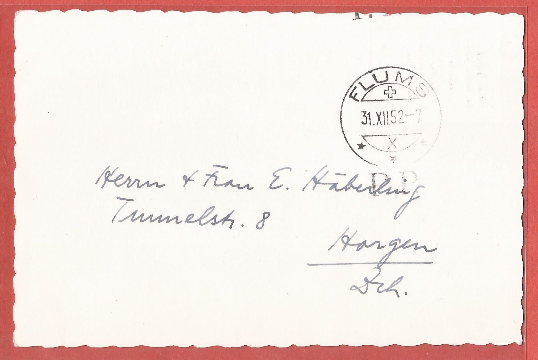 Cartoline postali: Flums - Kaminfeger auf Seilbahn - 1952 – Usato da Fislisbach venduto da Porano 1