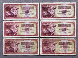 Belgrad 1978 - Jugoslawien - 6x100 Dinara - FRIEDENSDENKMAL