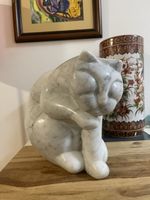 Katze aus Carrara Marmor wunderschöne Arbeit 40kg schwer