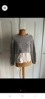 Maglione corto grigio con top in finta camicia taglia M