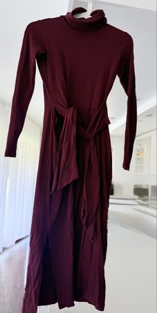 Ralph Lauren Rollkragenkleid Langarm Weinrot Grösse XS 