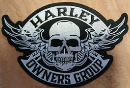 Patch Harley Owners Group 💀 Ailes Tête de Mort J159