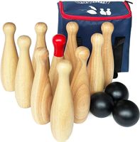 Bowling, Hartholz, 10 Pins & 3 Bälle in einer