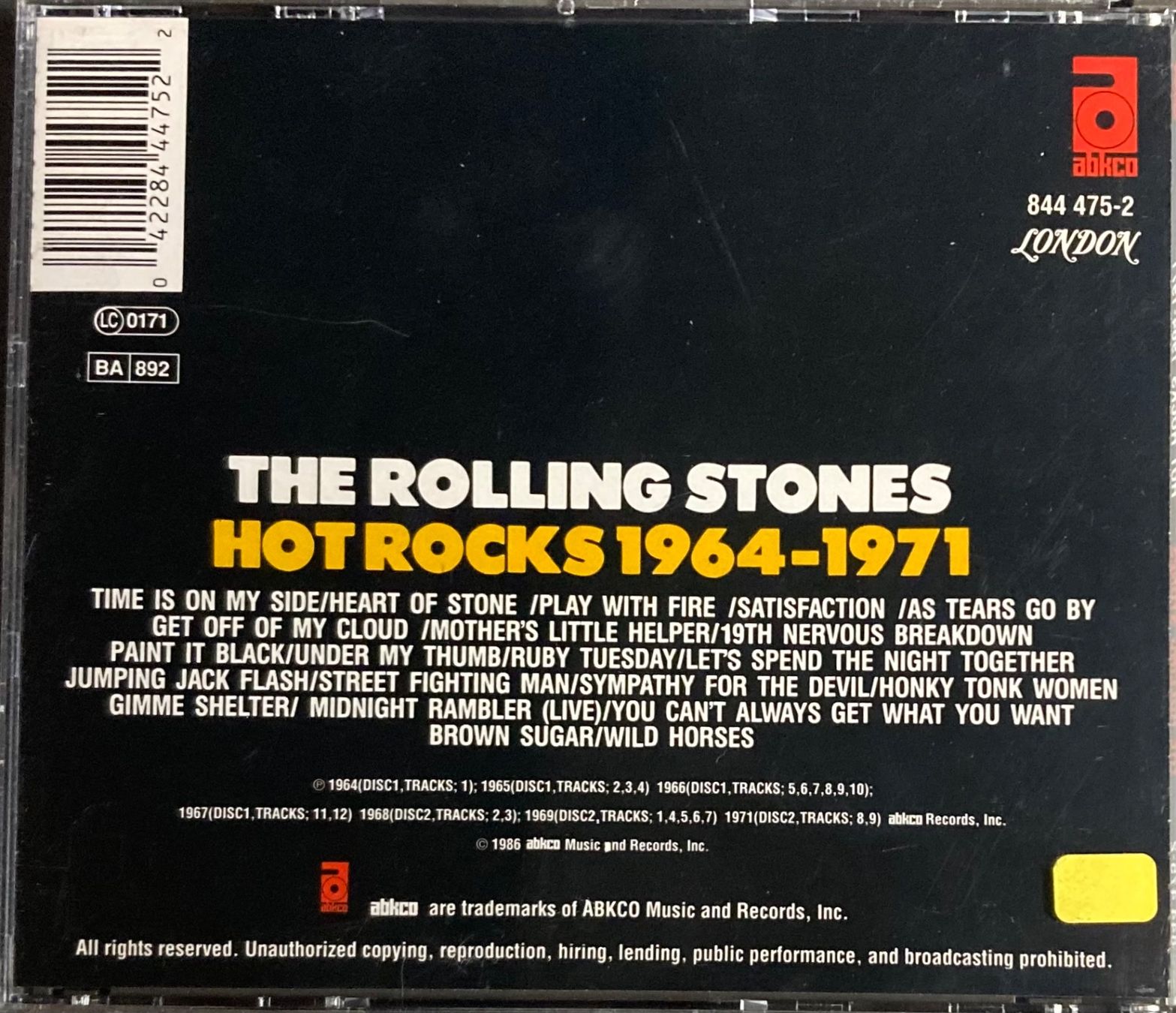 CDs: THE ROLLING STONES - HOT ROCKS 1964-1971 – Gebraucht aus Poliez-Pittet von Newtown-Records 1