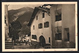 AK Valcava, Strassenpartie mit Gasthaus