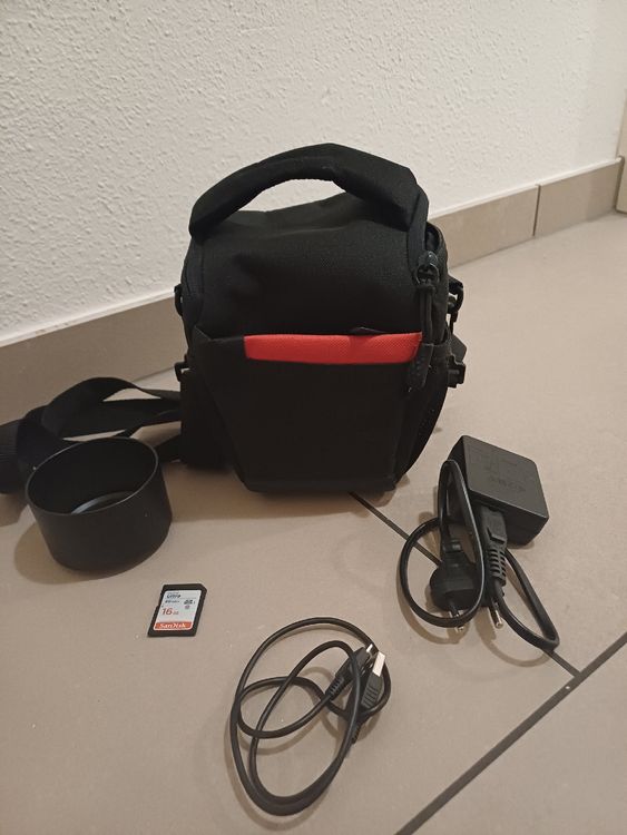 Kinokoo PU Leder Kameratasche Für Sony A6300/A6000 Mit 16-50mm Objektiv, Schwarz – Leichter Schutz Mit Verstellbarem Gurt