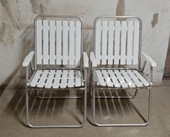 2x FAMAL S.A. Gorgier Vintage Klappstühle Alu Garten CH 