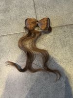 Haar Zopf mit Schleife, Naturbraun neu Synthetik