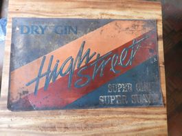 Blechschild Antik High Street Dry Gin