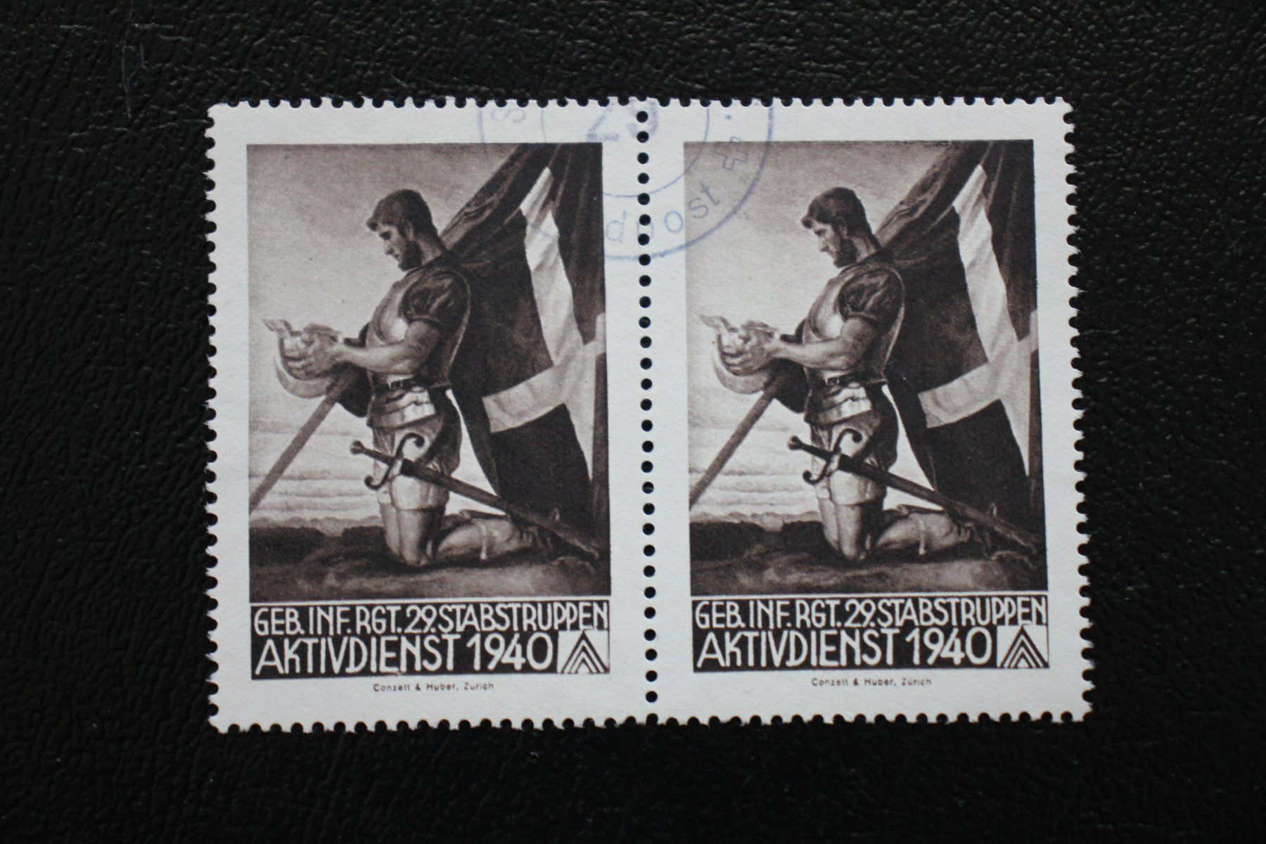 Alle Briefmarken: GEB. INF. RGT. 29. STABSTRUPPEN 2er Block gestempelt – Gebraucht aus Wiedlisbach von Hrudolfo