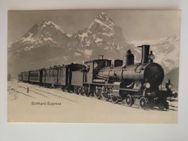 Gotthard-Express Zug mit Bergen ca. 1910
