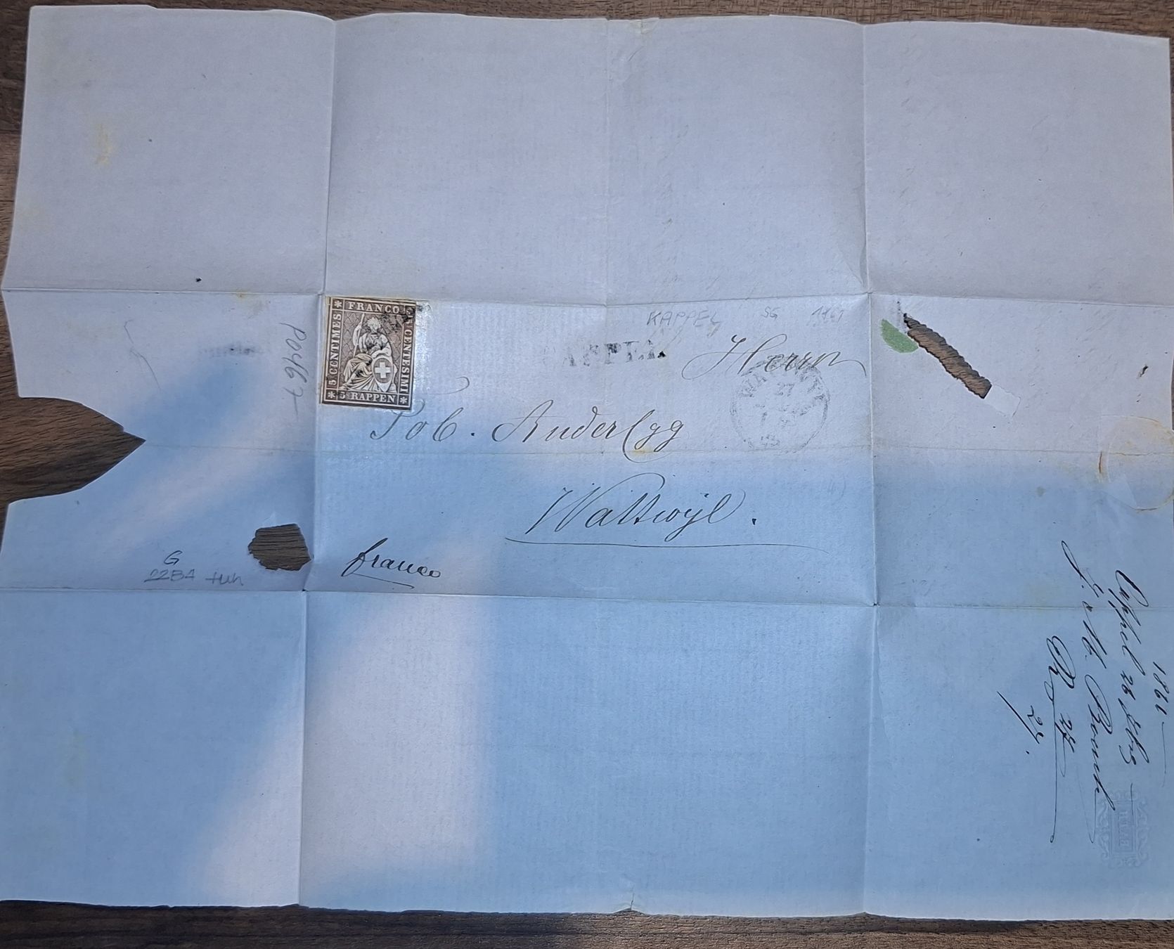 Alle Briefmarken: Strubel 22G Cappel SG Kat. 80.- mit Befund – Gebraucht aus Balgach von SIMEON27 2