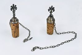 2 Antike Korken Weinverschluss mit Kette