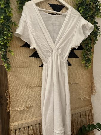 Schönes weisses Kleid Naturfaser in S/M