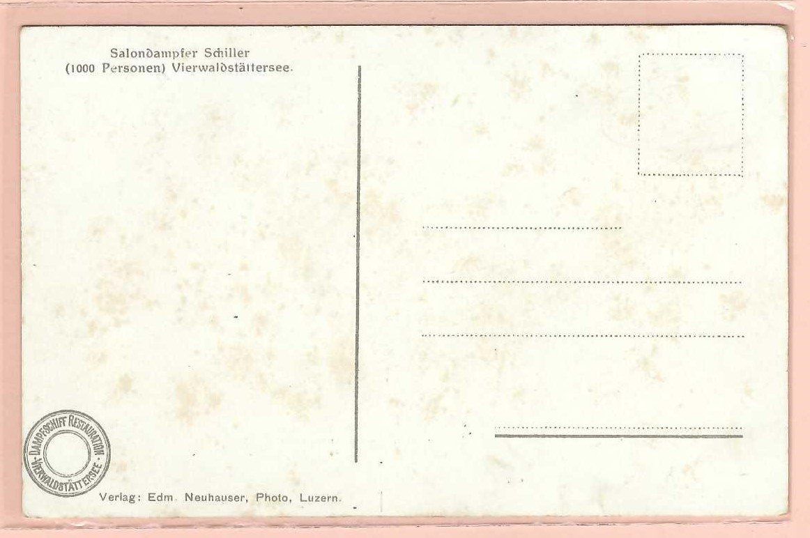 Ansichtskarten: Luzerner Becken. Dampfschiff 'Schiller'. – Gebraucht aus Horw von SwissSteamMemories 1