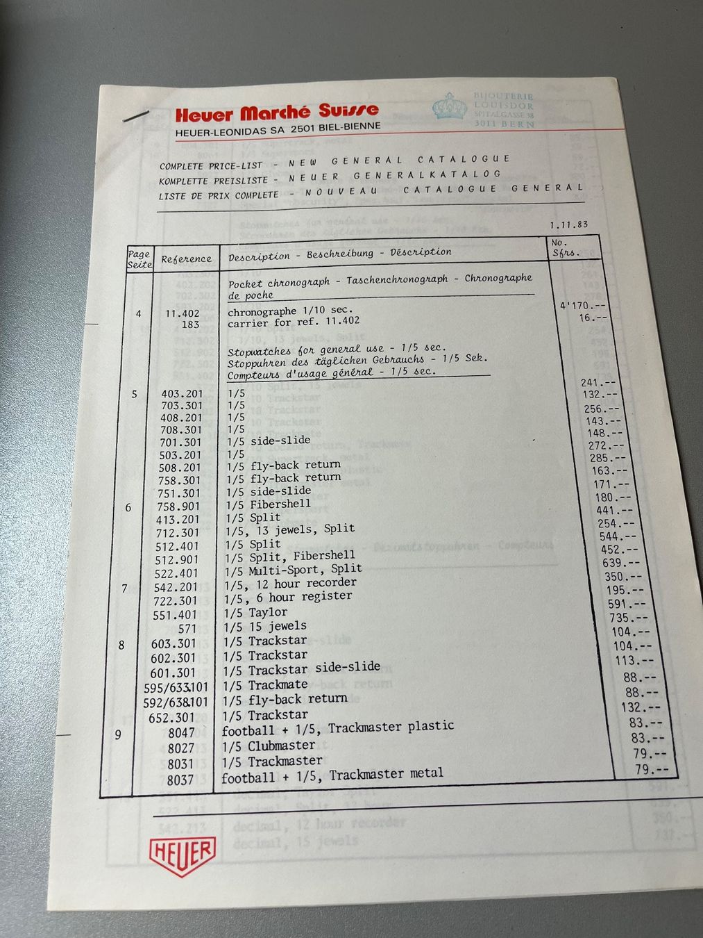Dokumente: HEUER Kataloge – Gebraucht aus Niederrohrdorf von  8
