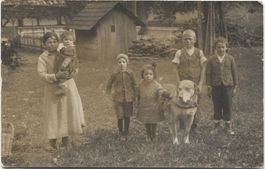 Landwirtschaft/Bauernfamilie 1919 mit Hund - Worb BE?