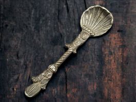 Antik Bronzelöffel, Tee,  Löffel Bronze