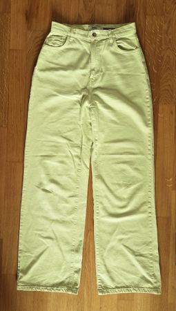Bershka Wide Leg Hose Lime, Gr. 38