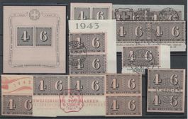 Schweiz,1943 4+6 Block, aus Bogen, aus Block, alle Varianten