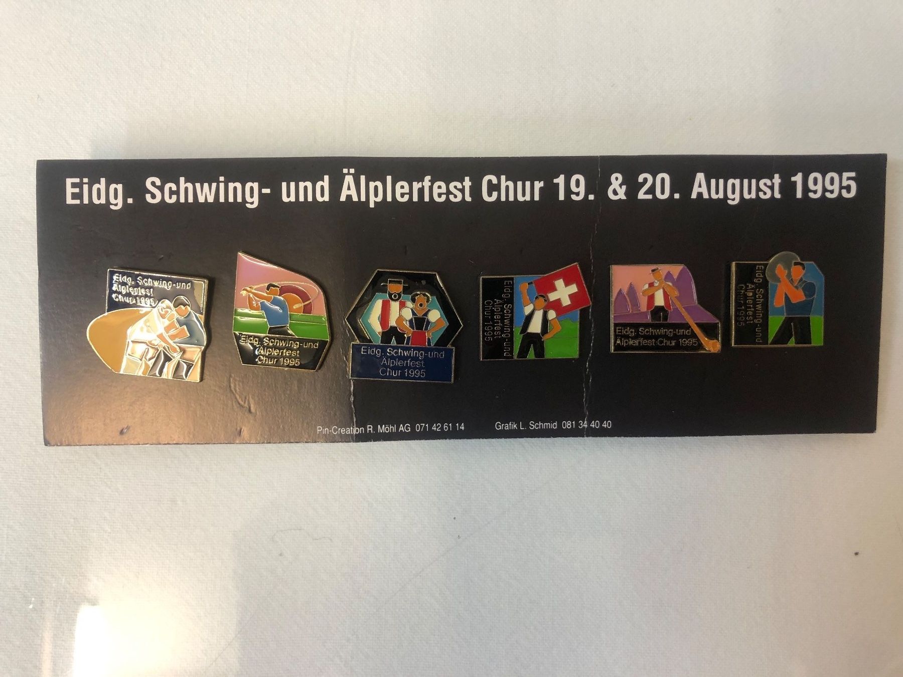 Plaketten & Abzeichen: Pins 6 Stk. ESAF Chur August 1995 – Neu (gemäss Beschreibung) aus Brunnen von Allerwaren 1