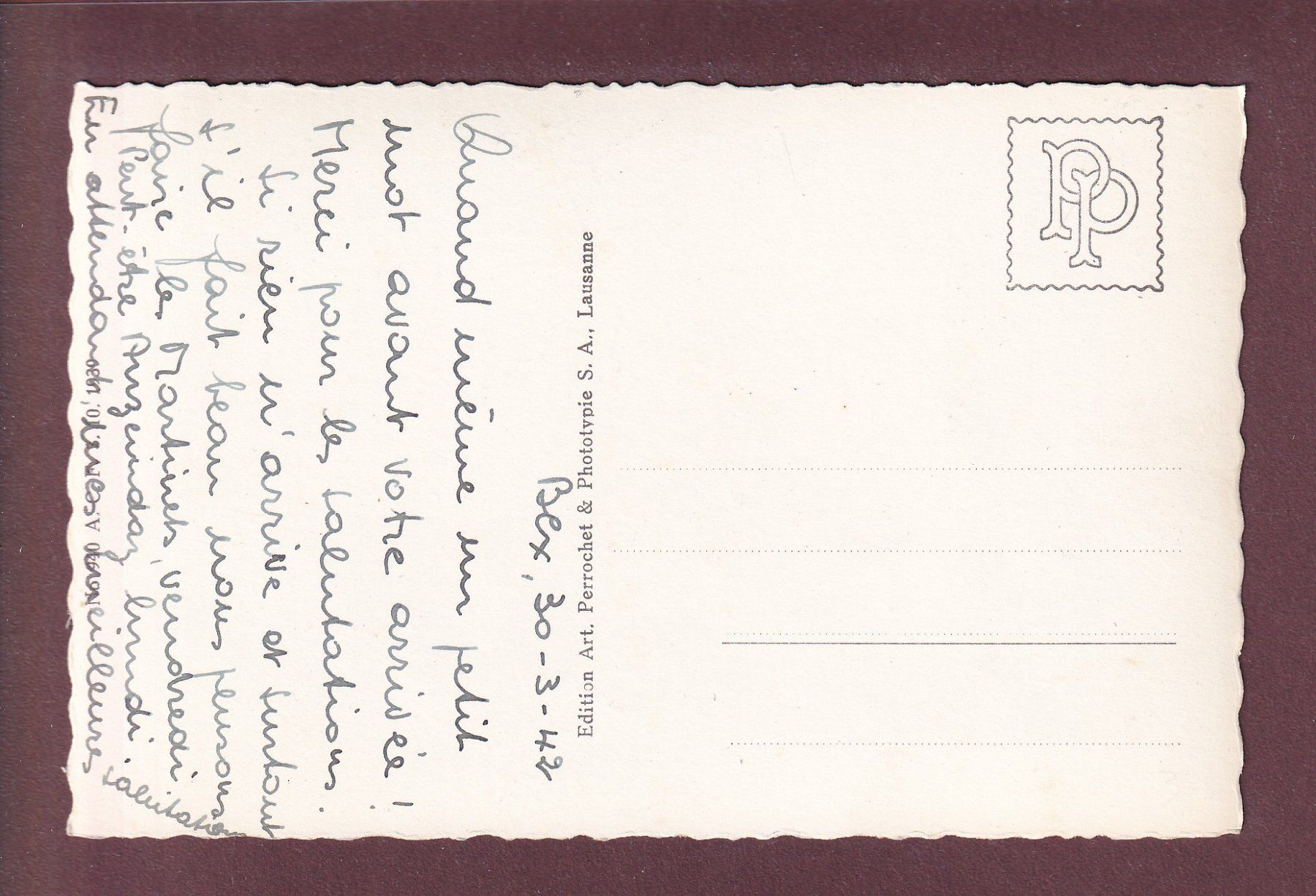 Cartoline postali: CHATEL sur Bex - Dent de Morcles - 1942 – Usato da Pully venduto da nicecards 1