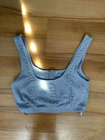 Zara Strick Crop Top - Hellblau - Sommer